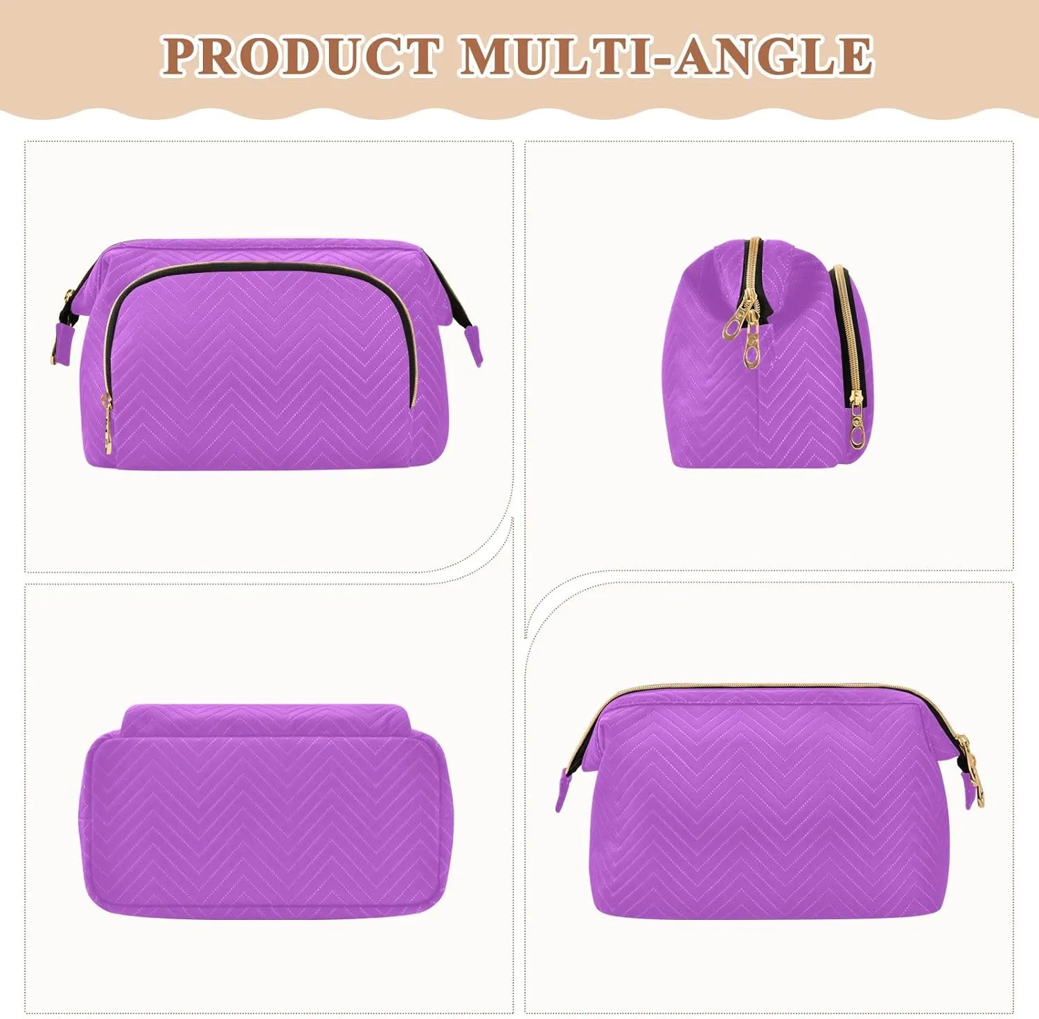 Cosmetic Bags Medium Orchid Wide-open Cosmetic Travel Bags Travel Cosmetic Bag Organizer Bag for Makeup
