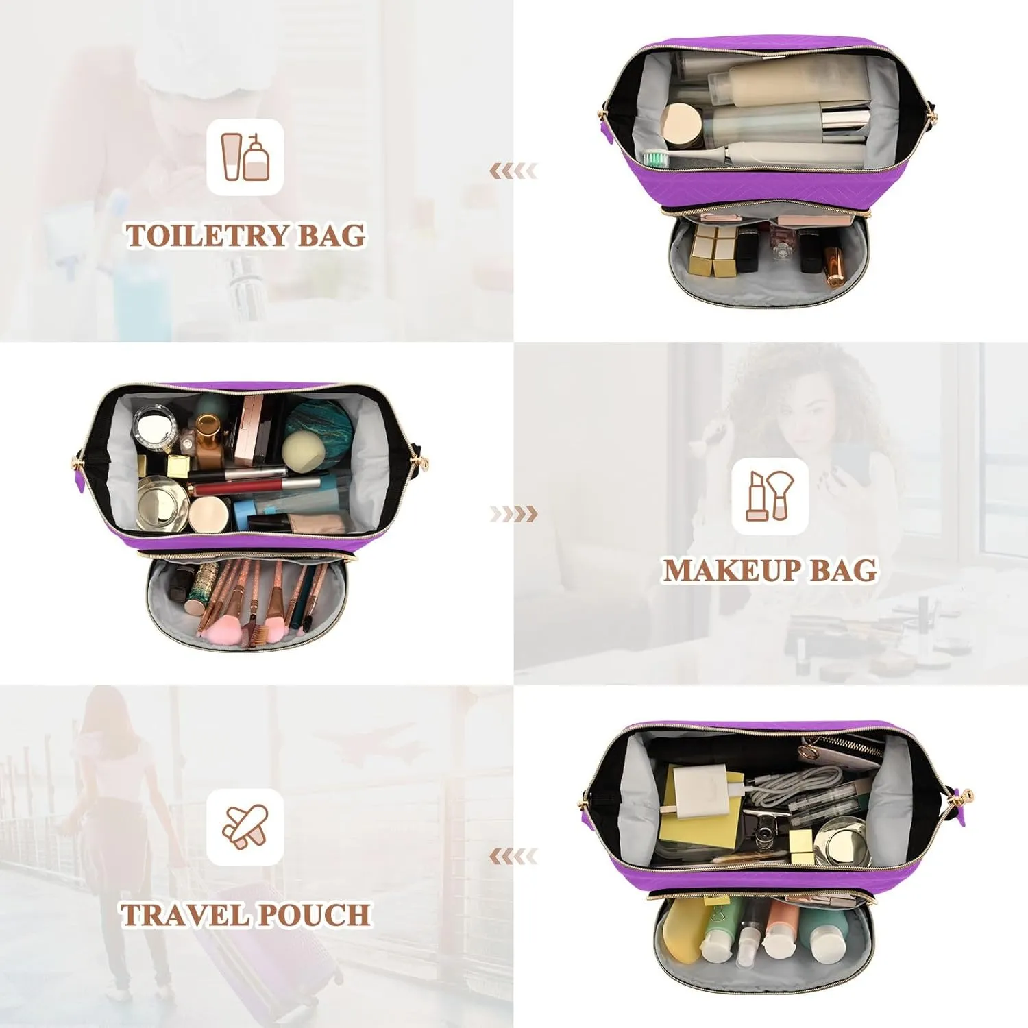 Cosmetic Bags Medium Orchid Wide-open Cosmetic Travel Bags Travel Cosmetic Bag Organizer Bag for Makeup
