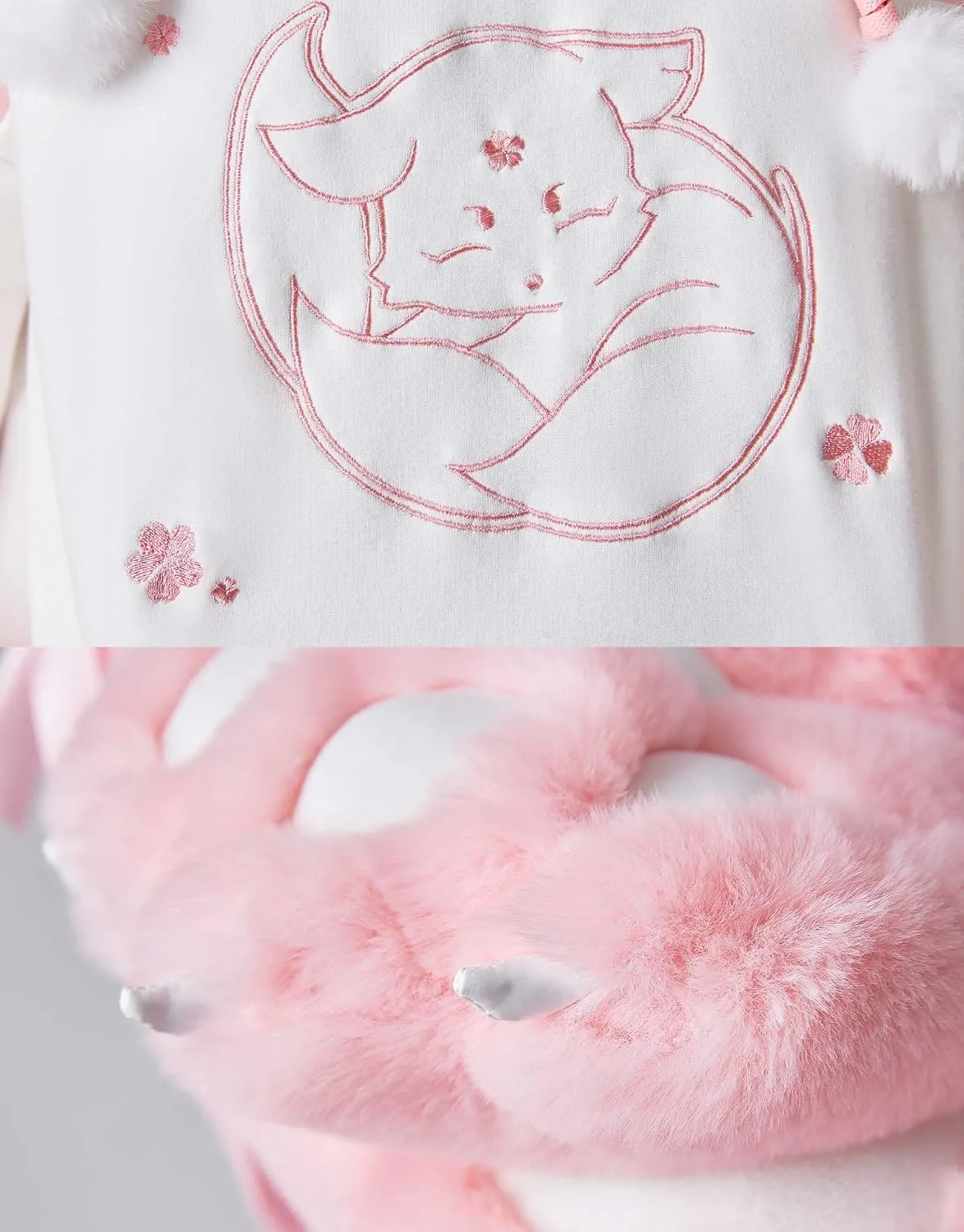 Cosplay.fm Women Pullover Hoodie with Detachable Bag Design Furry Cat Paw Gloves Kawaii Fox Style Ear Hooded Sweatshirt