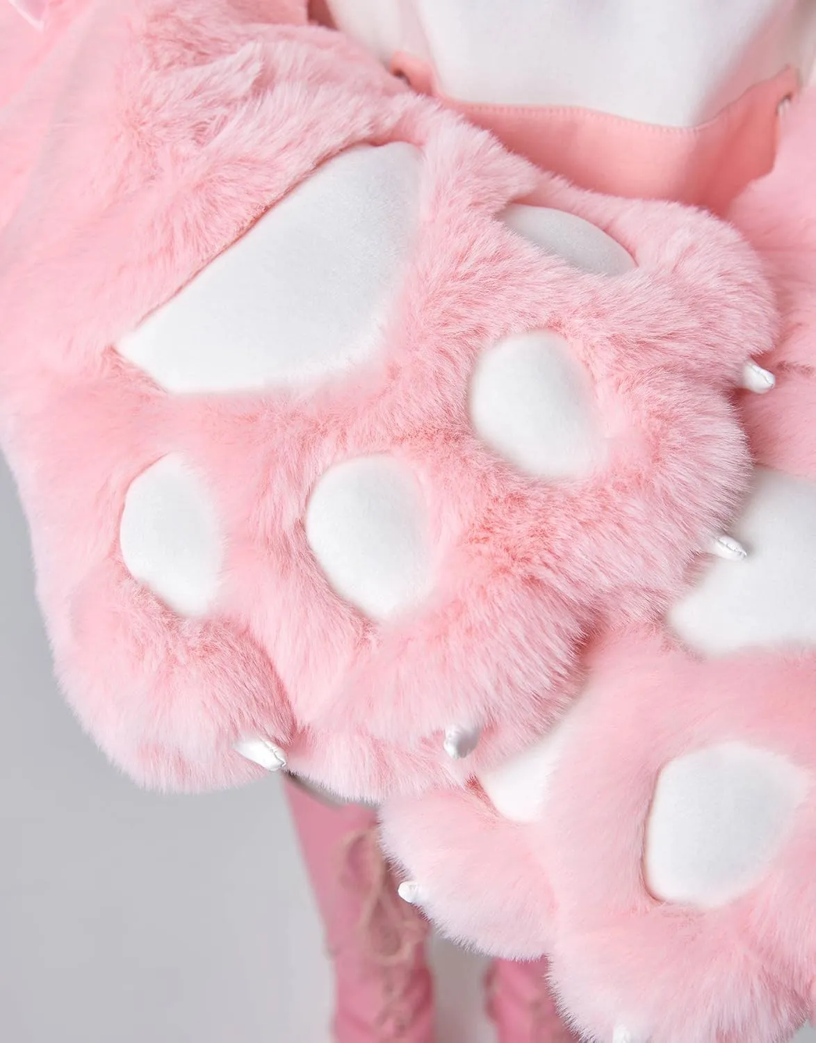 Cosplay.fm Women Pullover Hoodie with Detachable Bag Design Furry Cat Paw Gloves Kawaii Fox Style Ear Hooded Sweatshirt