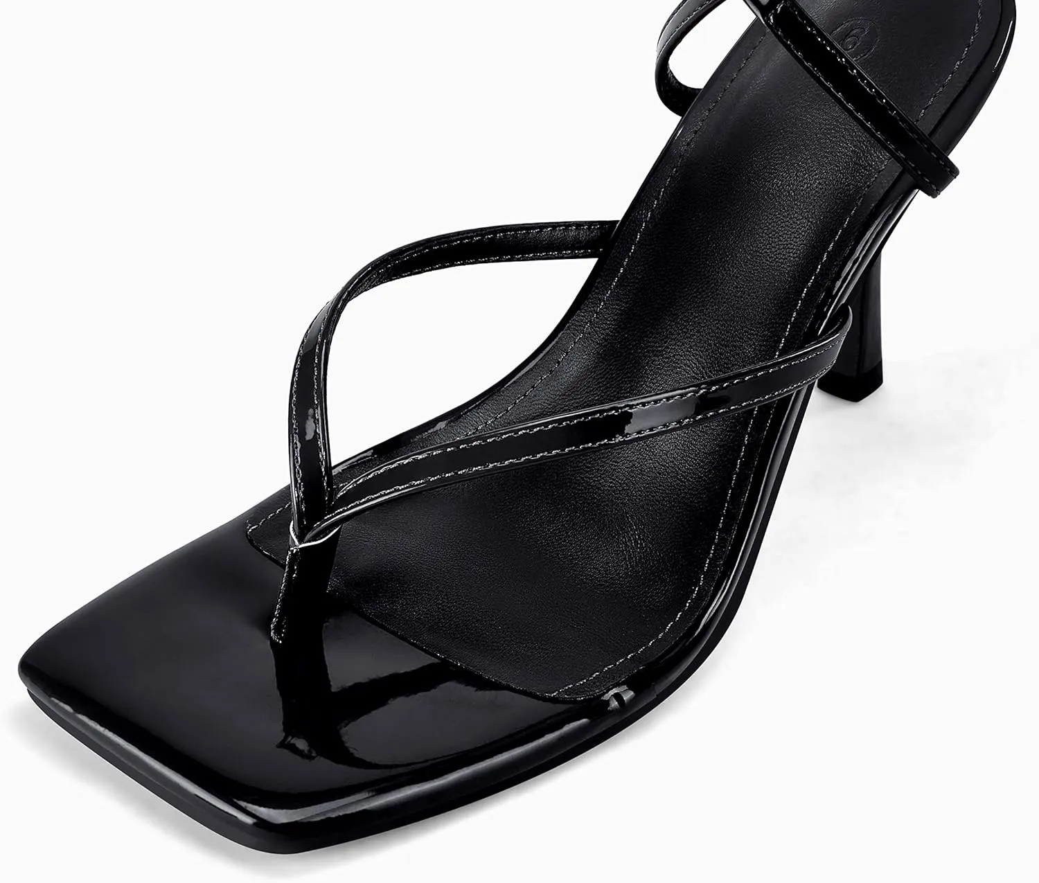 Coutgo Womens Strappy Thong Heels Sandals Sexy Lace up Wrap Ankle Strap Square Toe High Heeled Dress Summer Party Shoes