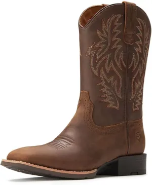Cowboy Boots For Men - Mens Sport Wide Square Toe Western Boot,Oil/Slip Resistant,Durable Fashionable Classic Pull on 10 Inch Wellington Boots - Soft Toe