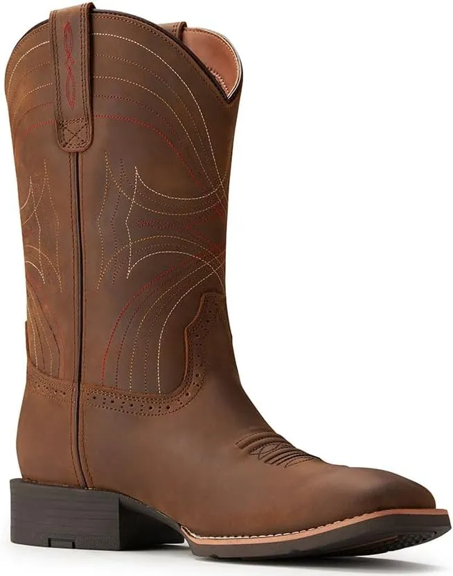 Cowboy Boots - Mens Sport Wide Square Toe Western Boot,Oil/Slip Resistant,Durable Fashionable Classic Pull on 10 Inch Leather Wellington Boots