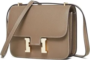 Cowhide Small Square Bag, One-shoulder Crossbody Bag