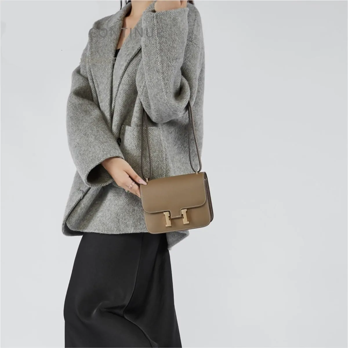 Cowhide Small Square Bag, One-shoulder Crossbody Bag