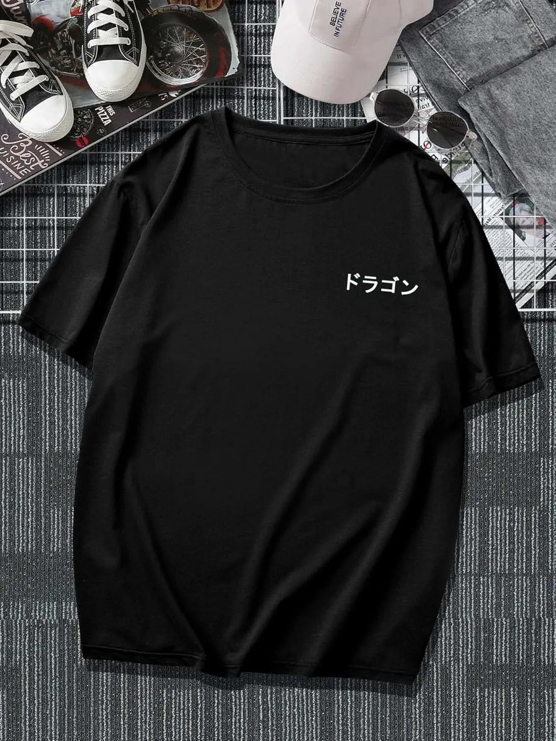 COZYEASE Men's Letter Graphic Tee Casual Short Sleeve Round Neck Summer Shirt Streetwear Top