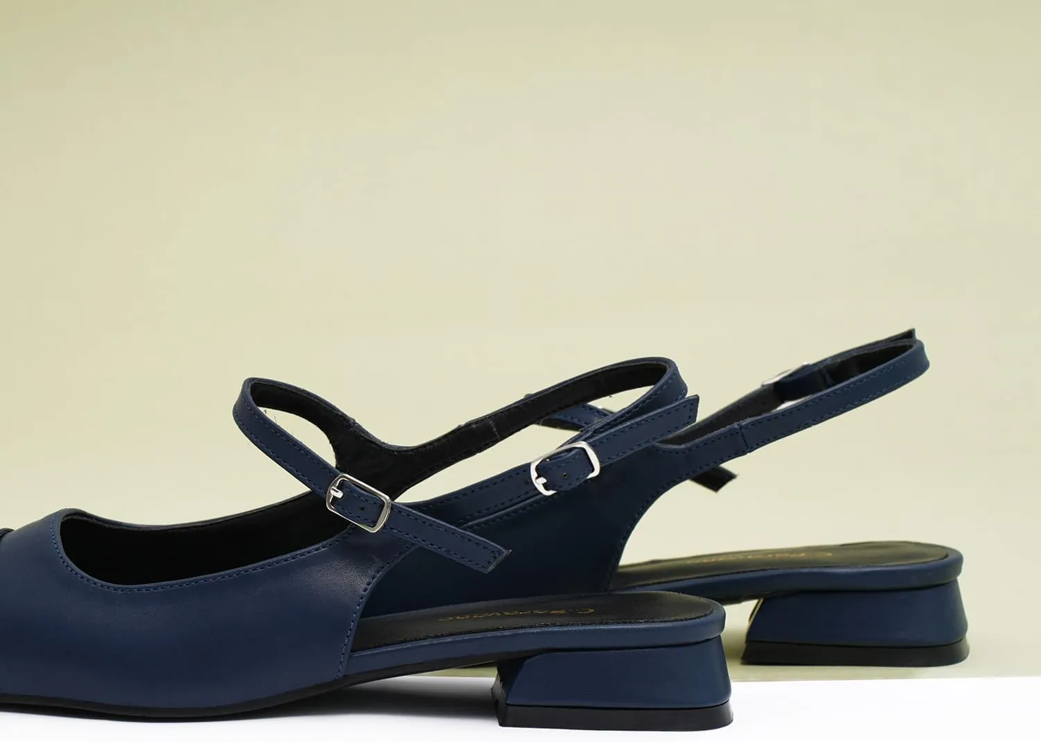 C.Paravano Women's Slingback | Square Toe Slingback Flats | Ankle Strap Flats Sandals | Slip on Casual Flats Shoes | Leather Dress Shoes for Wedding