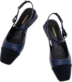 C.Paravano Women's Slingback | Square Toe Slingback Flats | Ankle Strap Flats Sandals | Slip on Casual Flats Shoes | Leather Dress Shoes for Wedding