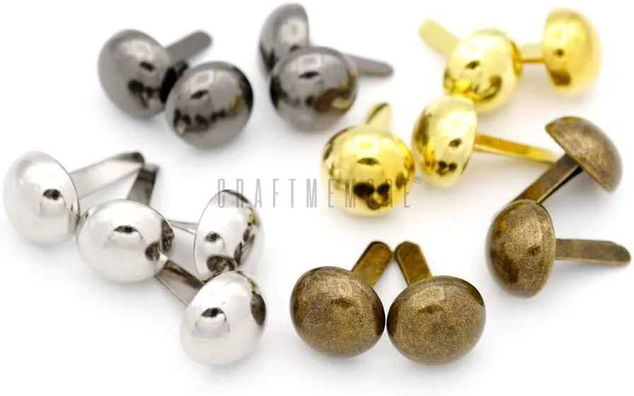 CRAFTMEMORE Round Brads Purse Feet Handbag Nailheads Spike Prong Studs 15MM 18MM 20MM 22MM 50 PCS (20 mm (≈13/16"), Silver)