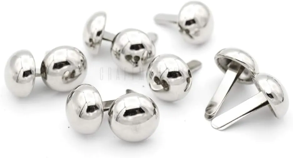 CRAFTMEMORE Round Brads Purse Feet Handbag Nailheads Spike Prong Studs 15MM 18MM 20MM 22MM 50 PCS (20 mm (≈13/16"), Silver)