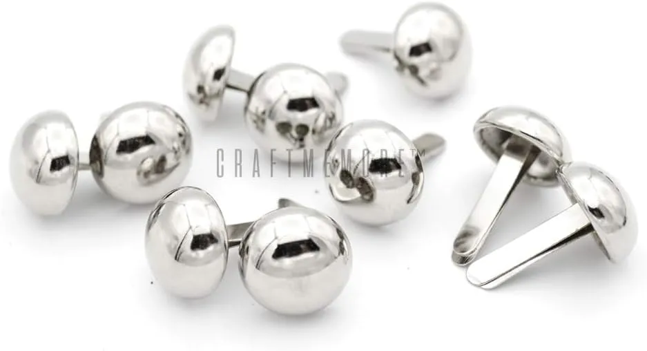 CRAFTMEMORE Round Brads Purse Feet Handbag Nailheads Spike Prong Studs 15MM 18MM 20MM 22MM 50 PCS (20 mm (≈13/16"), Silver)