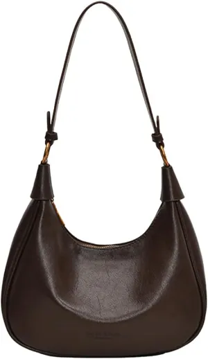 Crescent Shoulder Bag for Women - Red Burgundy Handbag Satchel Retro Leather Fall Bags Maroon Shoulder Purse
