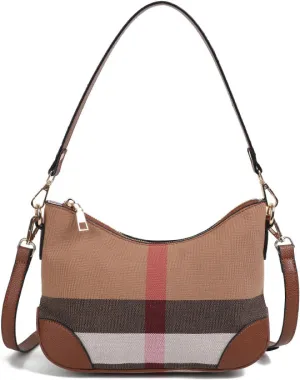 Croissants, Leather Women's Bags, Armpit Bags, One-Shoulder Crossbody Bags, Plaid Canvas Bags