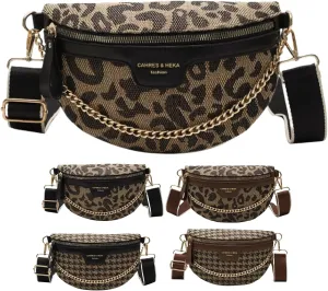 Crossbody Bags for Women Trendy All-match Sling Chest Bag Fashion Leopard Pattern Fanny Pack Zipper Casual Versatile (Leopard Black)