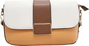 Crossbody Bags for Women, Women's Color-Block PU Leather Shoulder Bags Medium Size with Two Straps