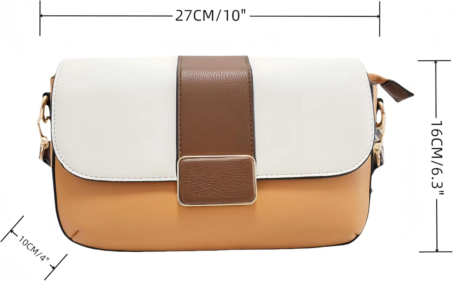 Crossbody Bags for Women, Women's Color-Block PU Leather Shoulder Bags Medium Size with Two Straps