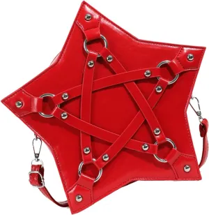 Crossbody Handbag，Punk Rivets Studded Star Shape Crossbody Bag Motorcycle PU Leather Zippered Shoulder Bag with Adjustable Strap for Women