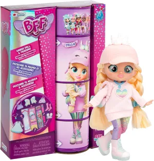 Cry Babies BFF Stella Fashion Doll with 9  Surprises Including Outfit and Accessories for Fashion Toy, Girls and Boys Ages 4 and Up, 7.8 Inch Doll