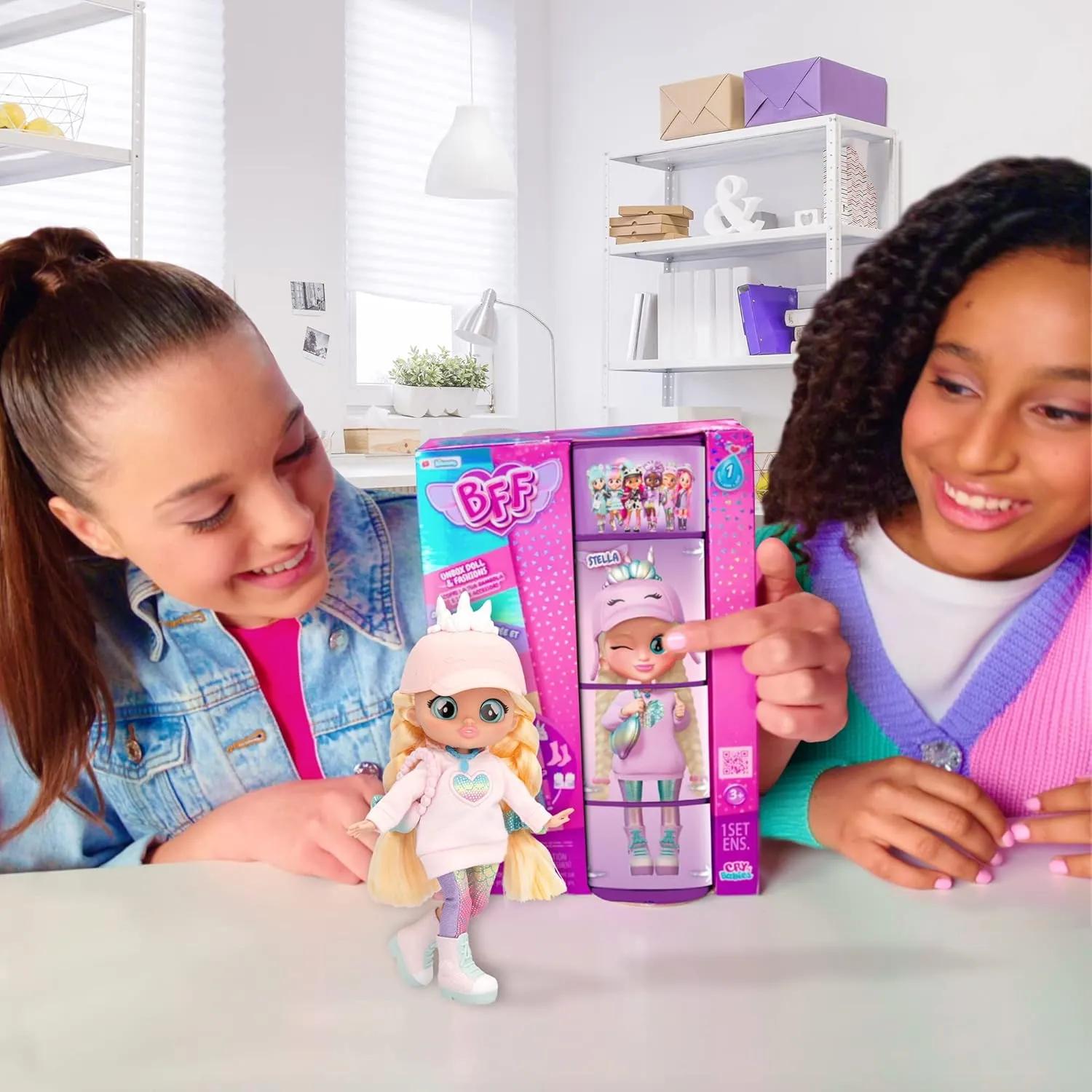 Cry Babies BFF Stella Fashion Doll with 9  Surprises Including Outfit and Accessories for Fashion Toy, Girls and Boys Ages 4 and Up, 7.8 Inch Doll