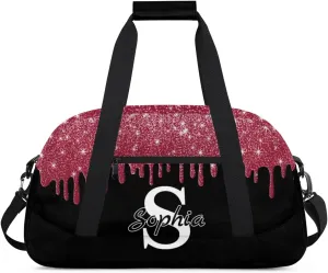 Custom Cheer Bag Dance Gym Bags for Women, Personalized Name Sport Duffel Bag Weekender Bags Travel Duffel Bags Drips Red Glitter Fluids Personalized Gifts