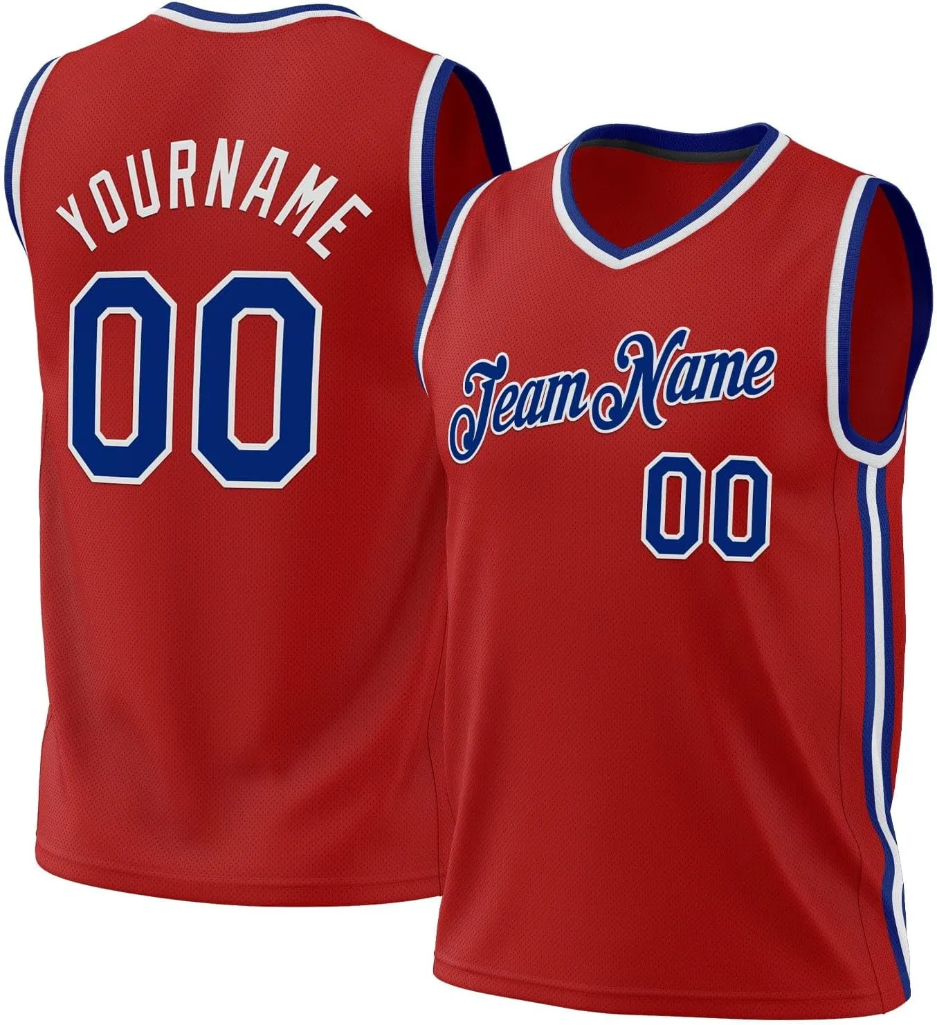 Custom Jersey Basketball, Custom Blue White-Orange Round Neck Rib-Knit Basketballs Jerseys, Printed Name