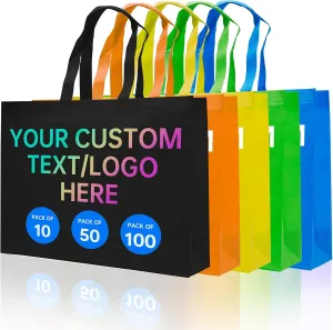 Custom Tote Bags 10/50/100 Pack,Promotional Items With Your Logo, personalized Bulk Grocery Bags, Reusable Shopping Bags