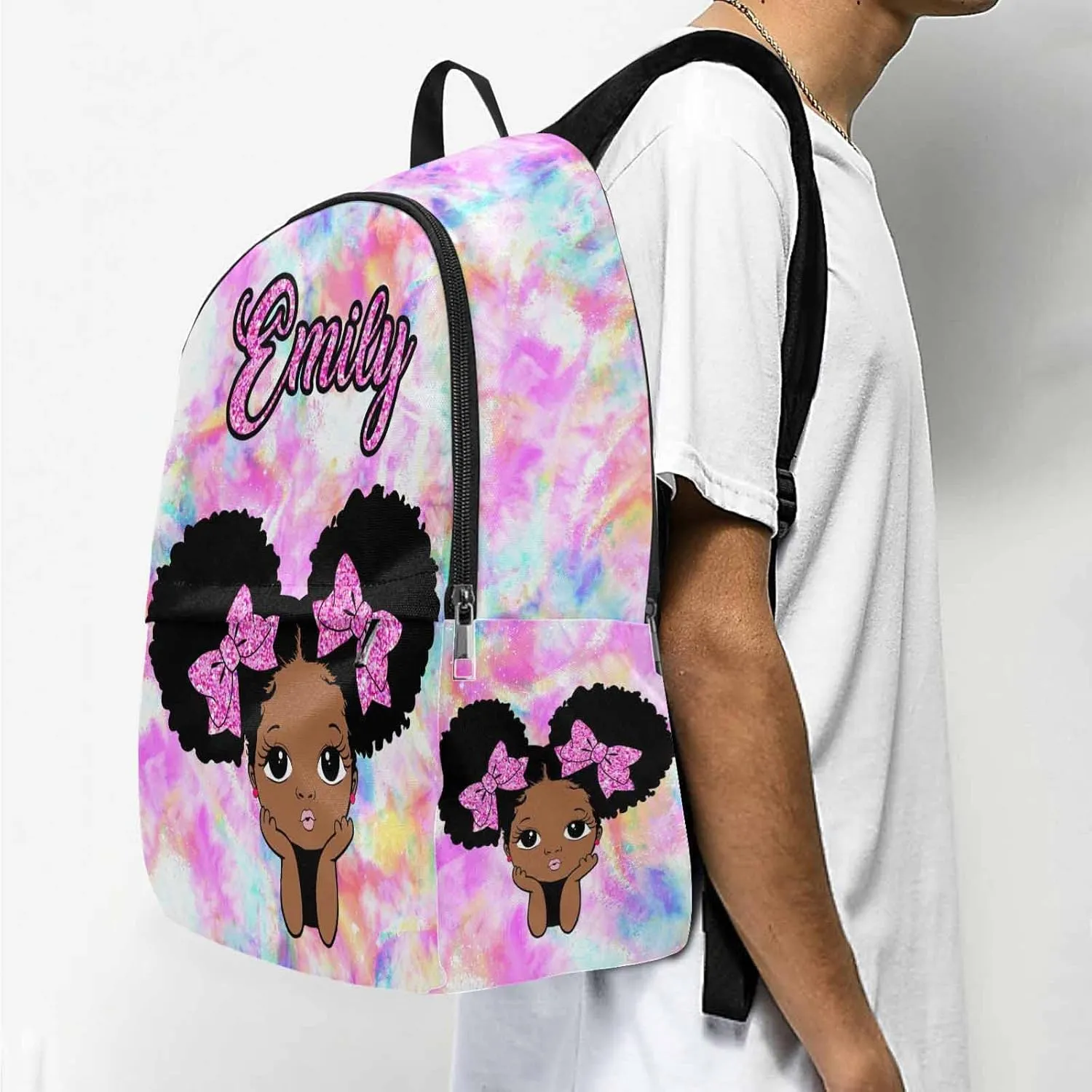 Custom Your Own Casual Unisex Daypack Bags Backpack Glitter Multifunction Travel Back Pack to Daughter Niece Sister