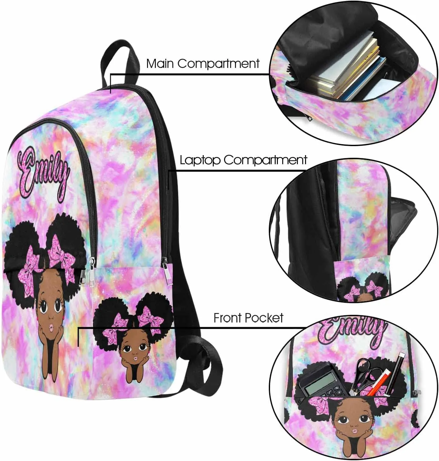 Custom Your Own Casual Unisex Daypack Bags Backpack Glitter Multifunction Travel Back Pack to Daughter Niece Sister