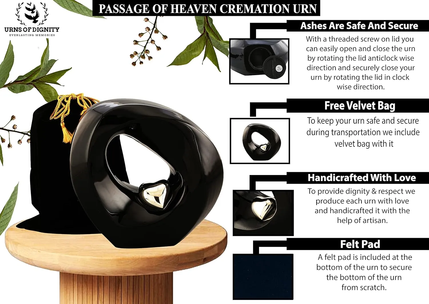 Customize & Personalize Passage of Heaven Adult Cremation Urns for Human Ashes - Decorative Urns,Urns for Human Ashes Female & Male,Urns for Ashes Men & Women,Funeral Urn(Customize,Black Silver)