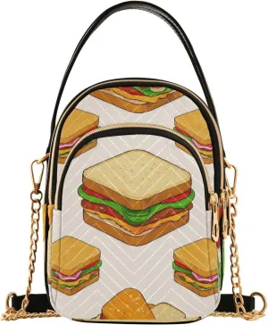 Cute Cartoon Food Sandwich trendy women's crossbody with multi pockets hand bags for traveling