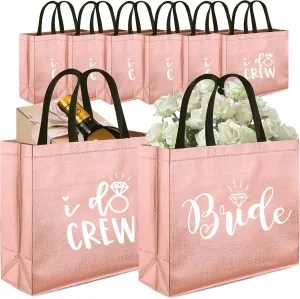 CUTERUI GIFTED 8 Pieces Rose Gold I Do Crew and Bride Non-Woven Gift Bags for Bridesmaid Gifts,Bachelorette Party Favors,Bridal Party Gifts