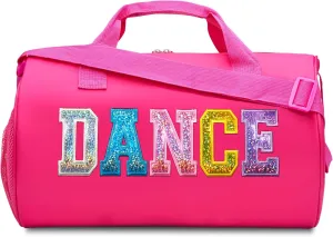 Dance Duffle Bag for Girls, Kids Travel Bag with Adjustable Carry on and Handy Pouch, Dance Accessories for Girls, Teens (Fuchsia/Multi)