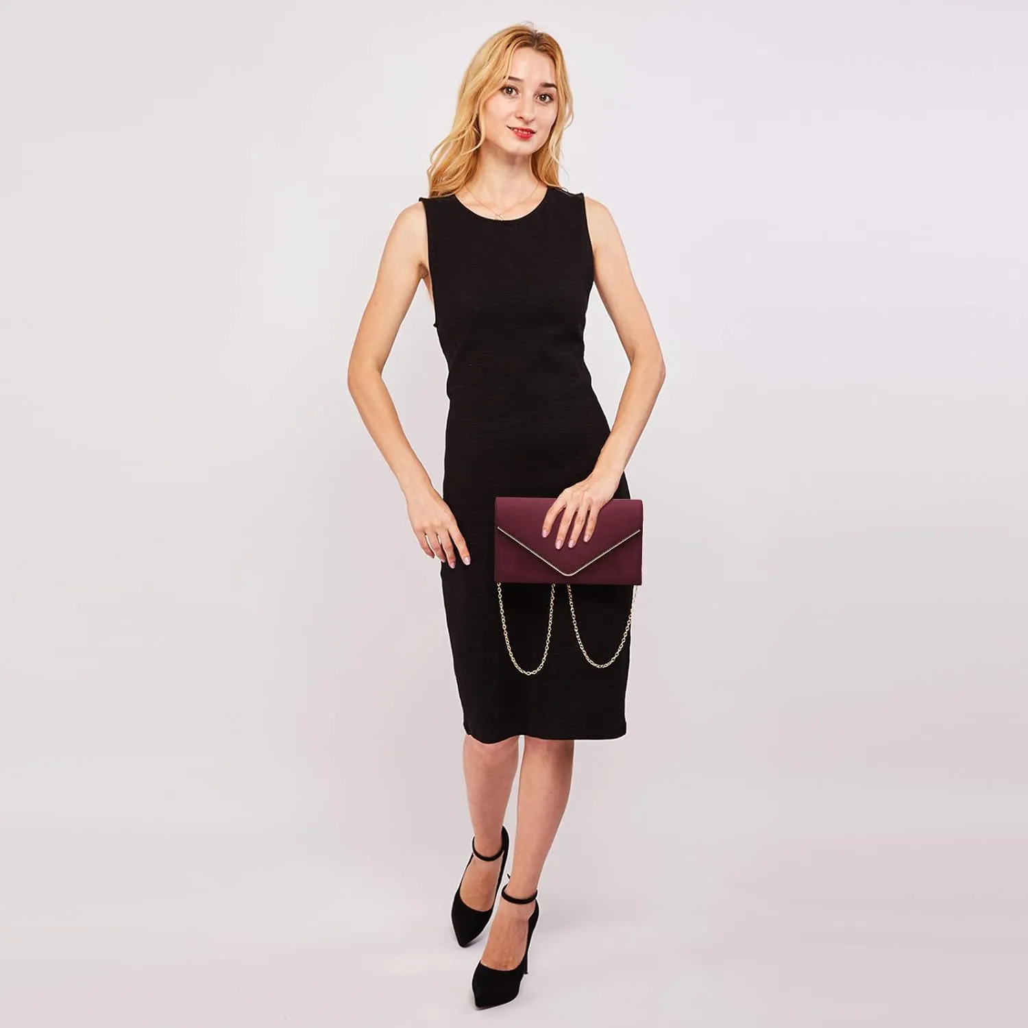 Dasein Women Faux Suede Evening Clutch Bags Formal Party Clutches Wedding Purses Cocktail Prom Clutches