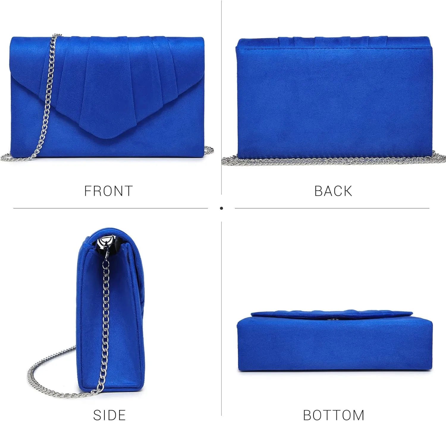 Dasein Women's Evening Bag Pleated Envelope Clutch Handbag Wedding Party Bridal Purse