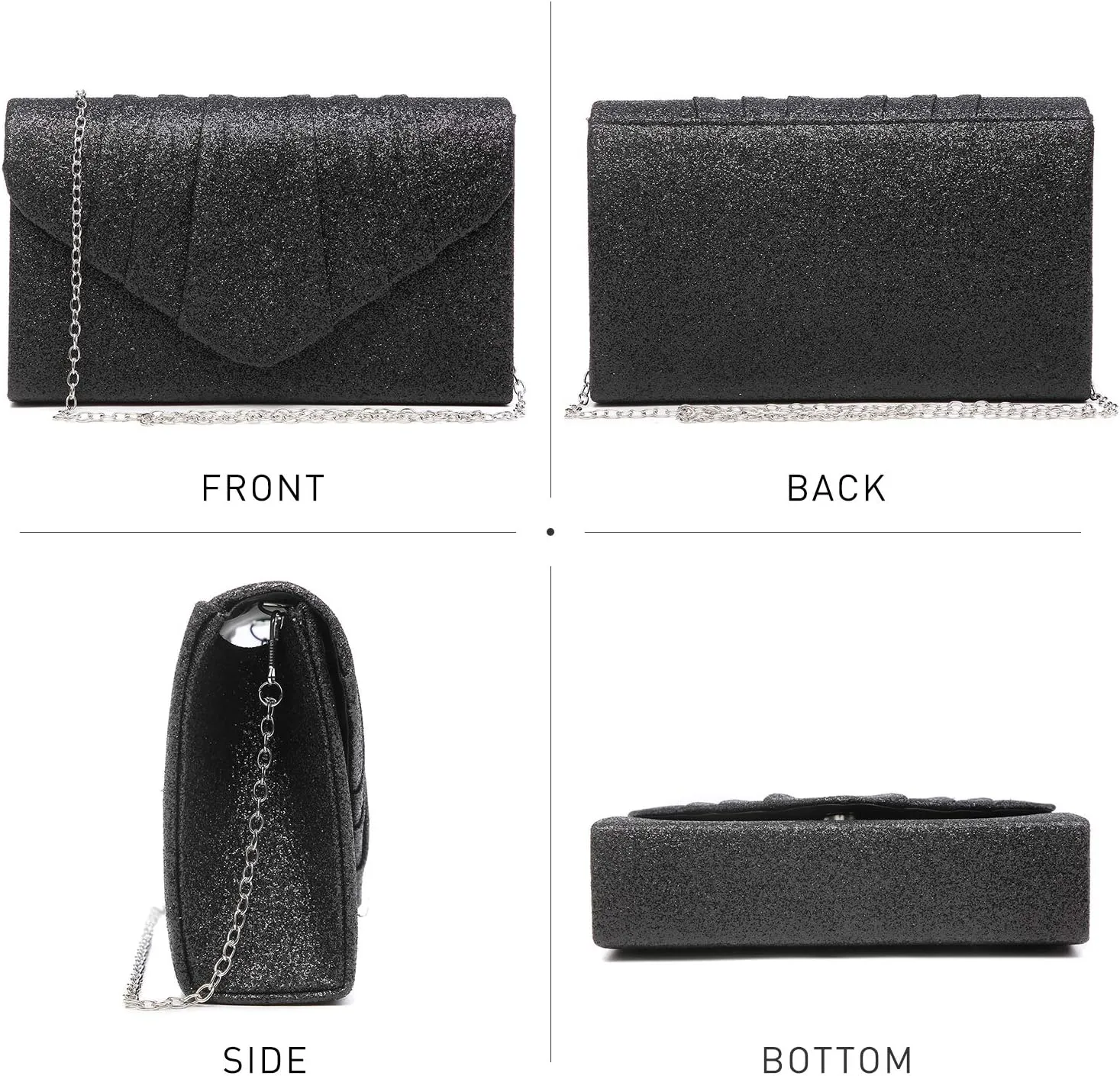 Dasein Women's Evening Bag Pleated Envelope Clutch Handbag Wedding Party Bridal Purse