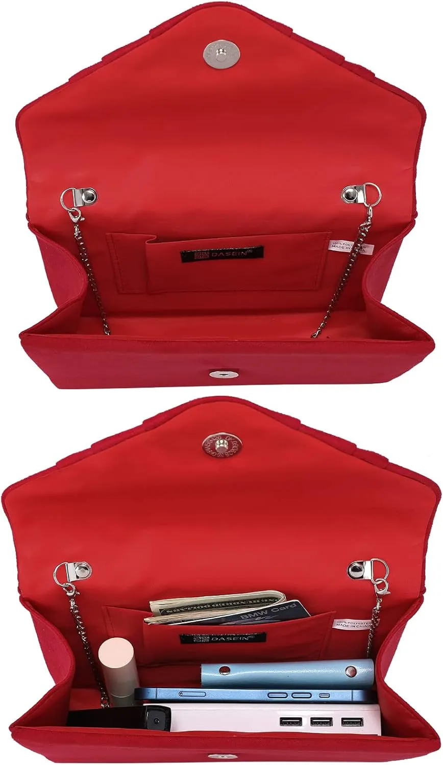 Dasein Women's Evening Bag Pleated Envelope Clutch Handbag Wedding Party Bridal Purse