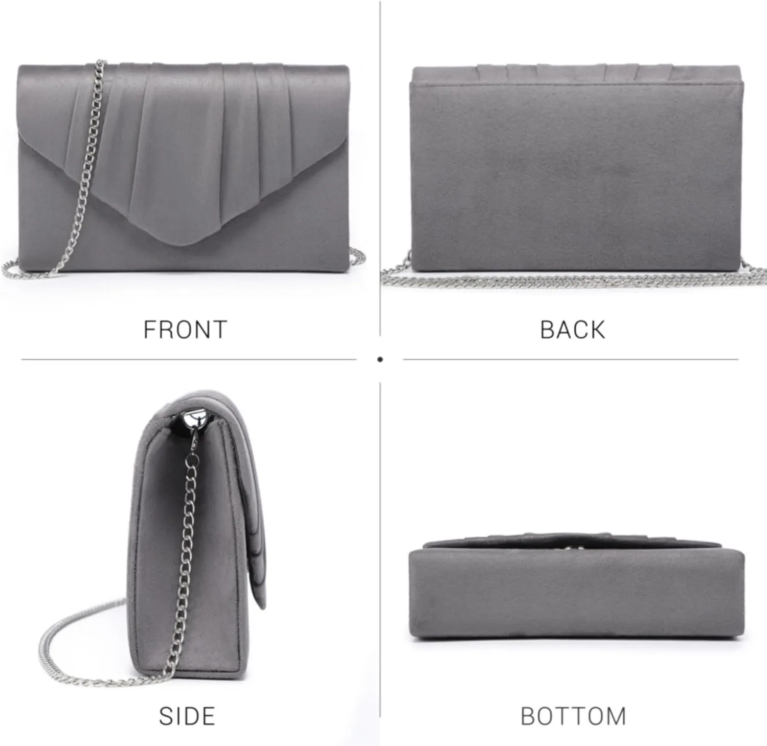 Dasein Women's Evening Bag Pleated Envelope Clutch Handbag Wedding Party Bridal Purse