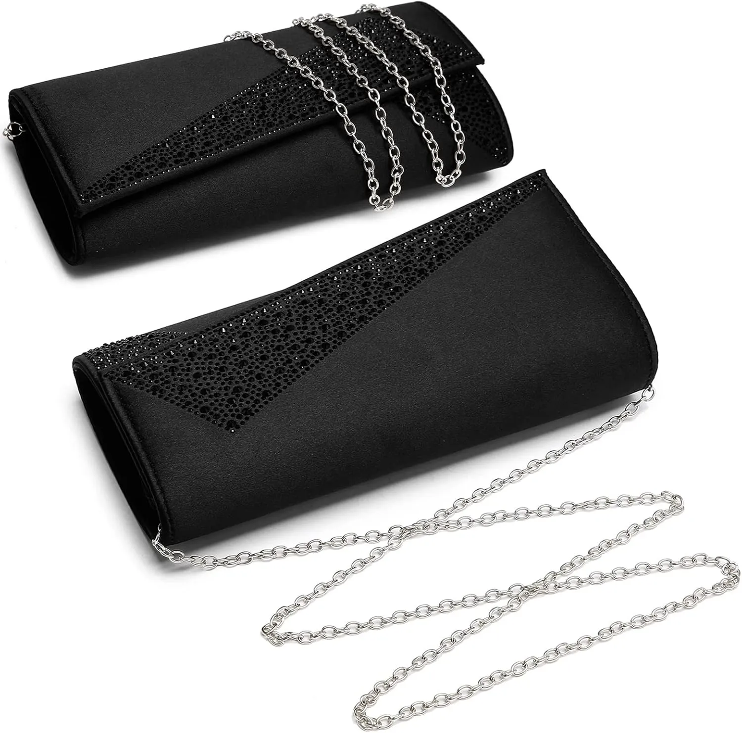 Dasein Women's Satin Rhinestone Clutch Evening Bags Sparkle Glitter Shiny Purse Handbag for Party Wedding Cocktail Prom