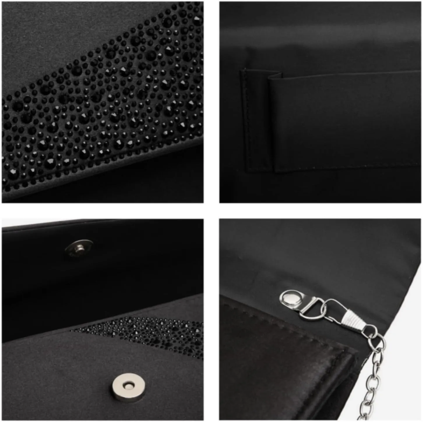 Dasein Women's Satin Rhinestone Clutch Evening Bags Sparkle Glitter Shiny Purse Handbag for Party Wedding Cocktail Prom