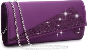Dasein Women's Satin Rhinestone Clutch Evening Bags Sparkle Glitter Shiny Purse Handbag for Party Wedding Cocktail Prom