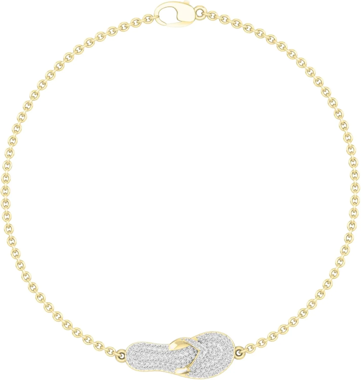 Dazzlingrock Collection 0.19 Cttw Round White Diamond Slipper Flip Flop Sandal Bracelet for Women in 10K Solid Gold