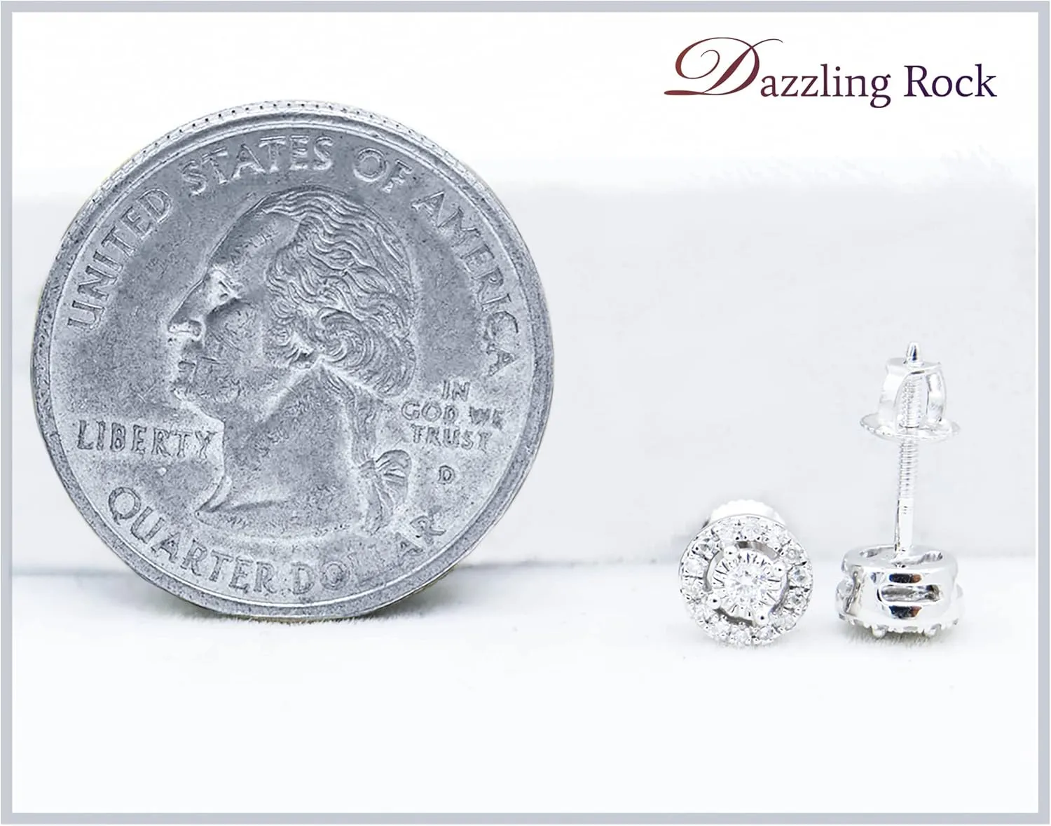 Dazzlingrock Collection Round White Diamond Centre Halo Illusion Set with Sided Rectangular Grooves Stud Earrings for Women (Color I-J, Clarity I1-I3) in Gold