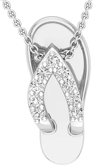 Dazzlingrock Collection Round White Diamond Slipper Flip Flop Sandal Pendant Necklace for Her 1/6 CT (0.16 ctw, Color I-J), Available in 10K/14K/18K Solid Gold