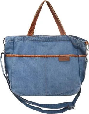 Denim Crossbody Tote Bag for Women Large Jean Casual Purse Shoulder Handbag, Blue