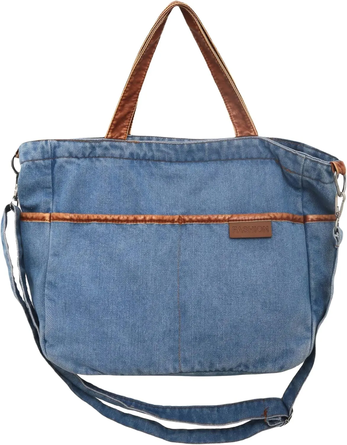 Denim Crossbody Tote Bag for Women Large Jean Casual Purse Shoulder Handbag, Blue