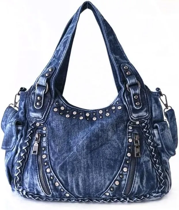 Denim Hobo Bag for Women Jeans Purse Large Capacity Handbags Vintage Shoulder Bags Casual Tote Bag Crossbody Bag