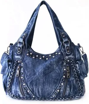 Denim Hobo Bag for Women Jeans Purse Large Capacity Handbags Vintage Shoulder Bags Casual Tote Bag Crossbody Bag