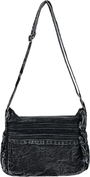Denim Purse for Women Jean Crossbody Handbags Shoulder Casual Retro Style Lightweight Tote Bag