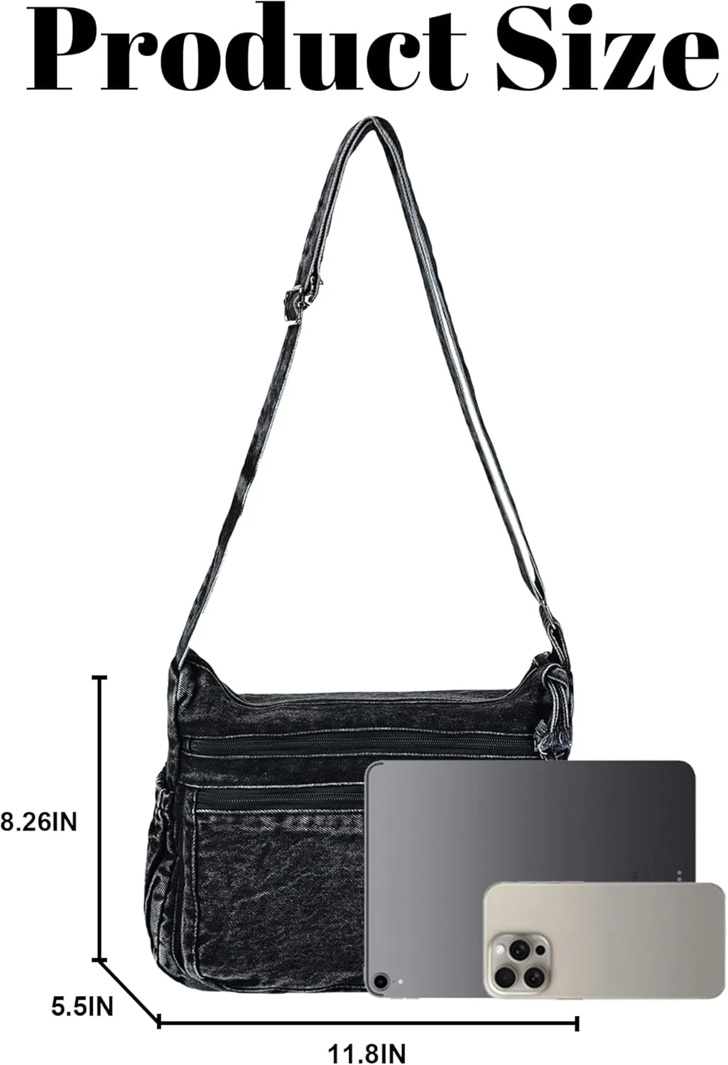 Denim Purse for Women Jean Crossbody Handbags Shoulder Casual Retro Style Lightweight Tote Bag