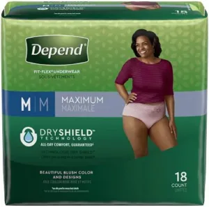 Depend FIT-FLEX Adult Underwear Pull On Medium Disposable Heavy Absorbency, 47932 - Pack of 18